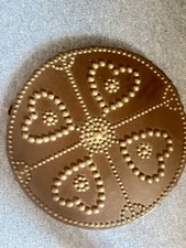 Genuine Vintage Repro Handmade Scottish Highland Targe Leather Brass Studs
