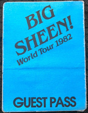 Big Sheen World Tour 1982 Guest Backstage Pass