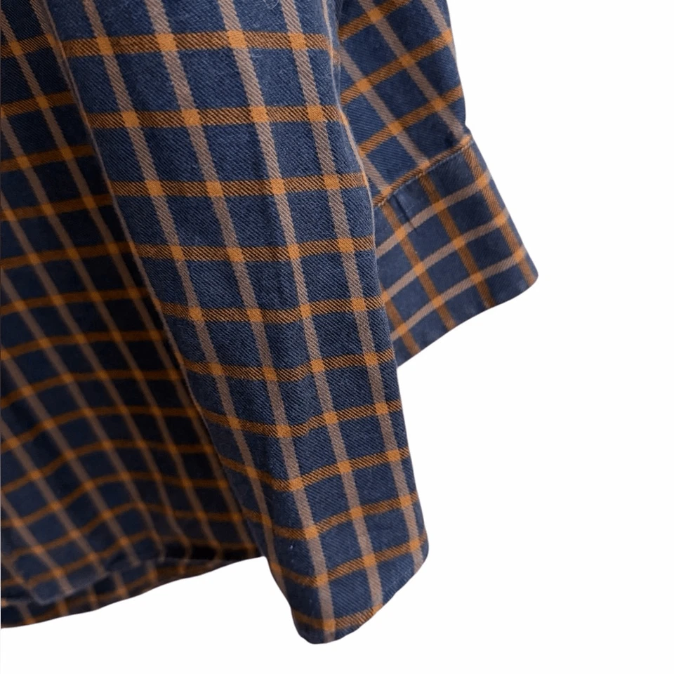 SCOTT BARBER Navy and Oranbe Plaid Casual Shirt Size XL - Image 3 of 4