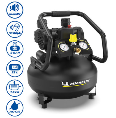 Michelin Kompressor Silent 59dB MX POP AIR 22-1,5 22L ölfrei 8bar Kompakt 1,5PS