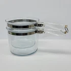 Vintage MCM Pyrex Flameware Double  Boiler Set No Lid Glass & Stainless Steel