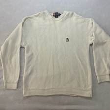 Chaps Ralph Lauren Men's XL Cream Knit Cotton Crew Neck Sweater Vintage