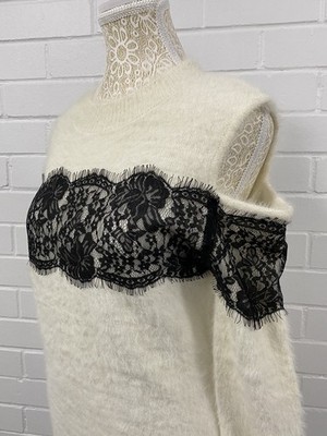 Lipsy London Fur Mini Dress Long Jumper Y2k Coquette Mori Kei Harajuku Kawaii