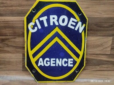 Plaque de signalisation en métal émaillé porcelaine Citroen Agence taille 12"... - Photo 1/3
