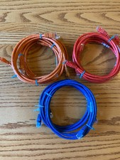 Lot of 10 - CAT 5e Red/Blue/Orange 5FT Ethernet Patch Cables