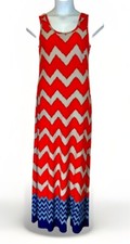 Nine West Women's Sleeveless Jersey Knit Zigzag-Print Maxi Dress Sz: S