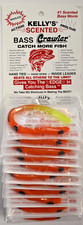 Kelly's® Weedless Bass Crawler Orange/Chartreuse 12PK Scented 2 Hook Pre-Rigged