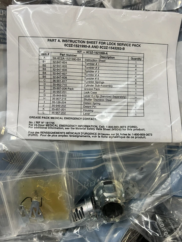 Cilindro de bloqueio Super Duty Ford E150 E250 E350 2005-2015 fabricante de equipamento original 6C2Z-1521990-A - Imagem 3 de 4