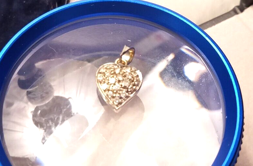 CIONDOLO CUORE ORO bianco 18 carati 750 con pavé di DIAMANTI VERI naturali usato - Foto 19 di 24