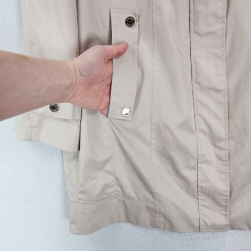 Calvin Klein Jacket Womens Small Tan Long Lightweight Hooded Full Zip Trench - Picture 4 of 14