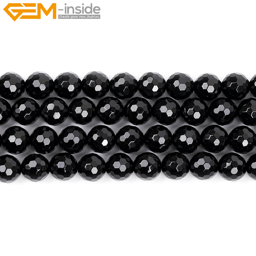 Natural Genuine Black Agate Stone Onyx Gem Beads For Jewelry Making 15" Faceted - Picture 30 of 63