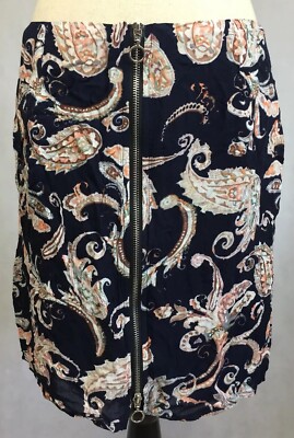 Jupe Mi-longue Noire à Imprimé Paisley Missguided Taille 14 - Avec Zip Et Doublure, Neuve Avec étiquette (NWT)
