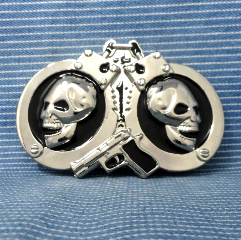 Наручники пистолет и черепа ремня пряжка мотоциклиста рокер готики Хэллоуин косплей .GTA473 - Изображение 2 из 4