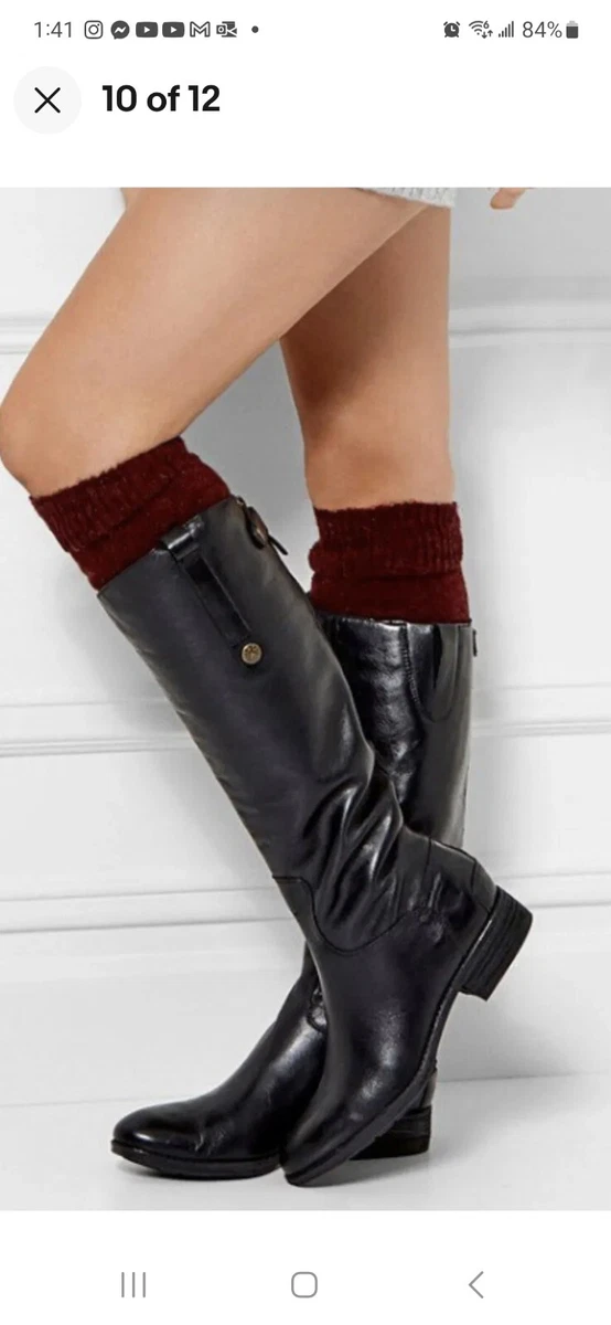 Sam Edelman Penny Wildth Leather Boots Black Women Size 7.5