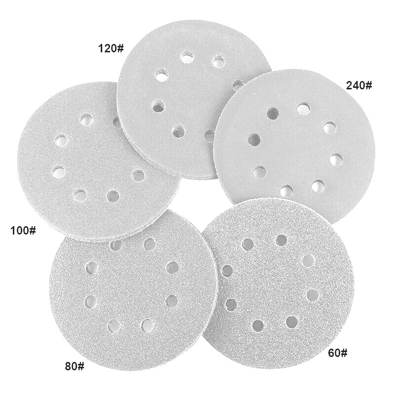100x 123mm 8Hole Sanding Discs Hook Loop Orbital Sander Pads 80 120