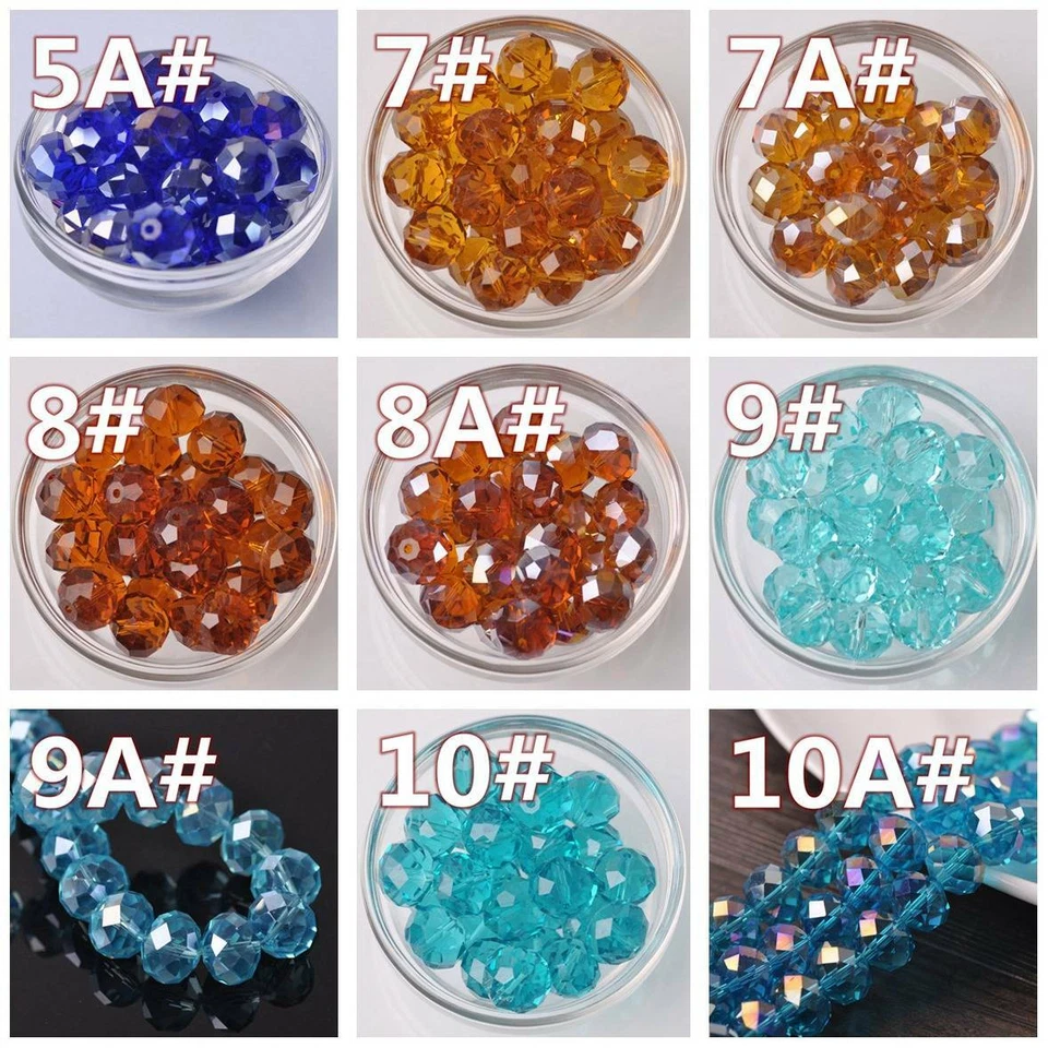 10pcs Large 16mm(16x12mm) Rondelle Faceted Crystal Glass Loose Beads lot Colours - Image 4 of 4