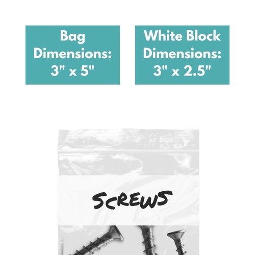 Clear Plastic Reclosable Storage Bags with White Block Choose: Mil, Size & Pack - Picture 5 of 19
