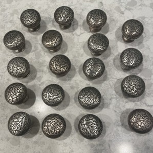 Vine Egg Knobs Satin Antique Nickel Draw Pulls 1.25” Knobs Lot Of 19