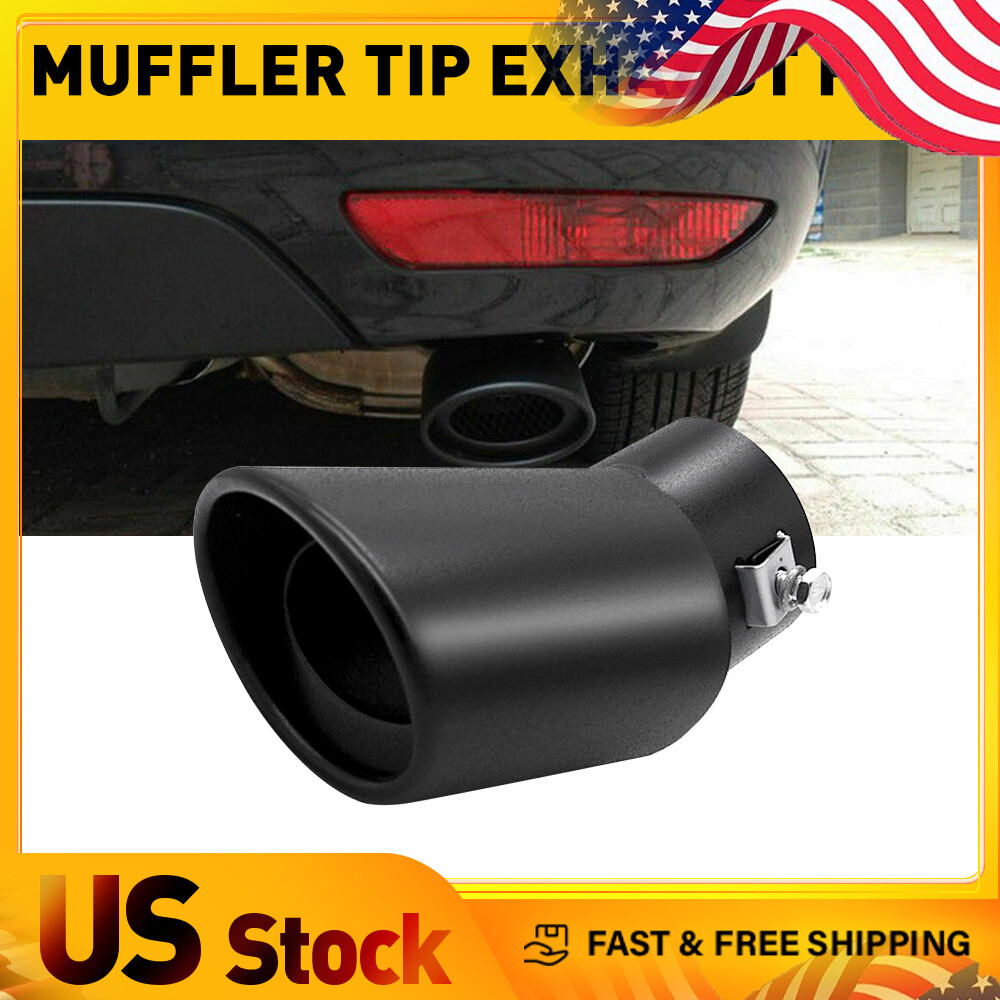 Black Car Exhaust Pipe Steel Stainless Bend Muffler Tip Tail Throat 2.5