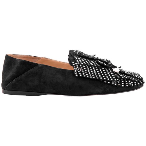 Sergio Rossi Ladies Crystal Embellished Fringed Loafers, Brand Size 36 (US Size 6) in Black