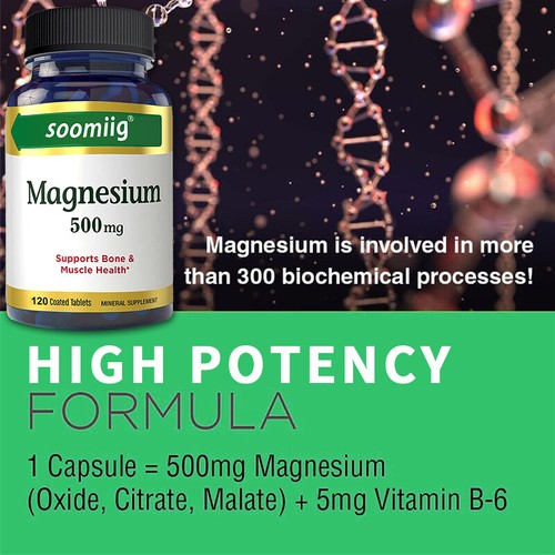 Magnesium 500 Mg - Highest Potency for Bone and Muscle Health - Picture 5 of 6