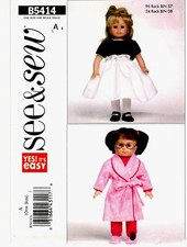 Butterick B5414 See Sew 18" Doll Clothes Sewing Pattern Uncut Dress Sleepwear