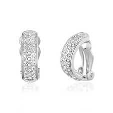Silver Plated Pave Clip On Earrings Created with Zircondia® Crystals