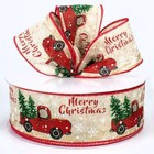 5 yds of 2.5 " RED TRUCK WIRED RIBBON for DOOR WREATH GARLAND MAIL rb