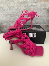 SALE New Boxed Missguided Crochet Hot Fuschia Pink Tie up Shoes Sandals UK 5