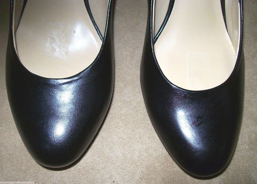 Gloria Vanderbilt Women's Shoes Sz 8 Black Leather Heels Round Toe Pumps B - Picture 6 of 6