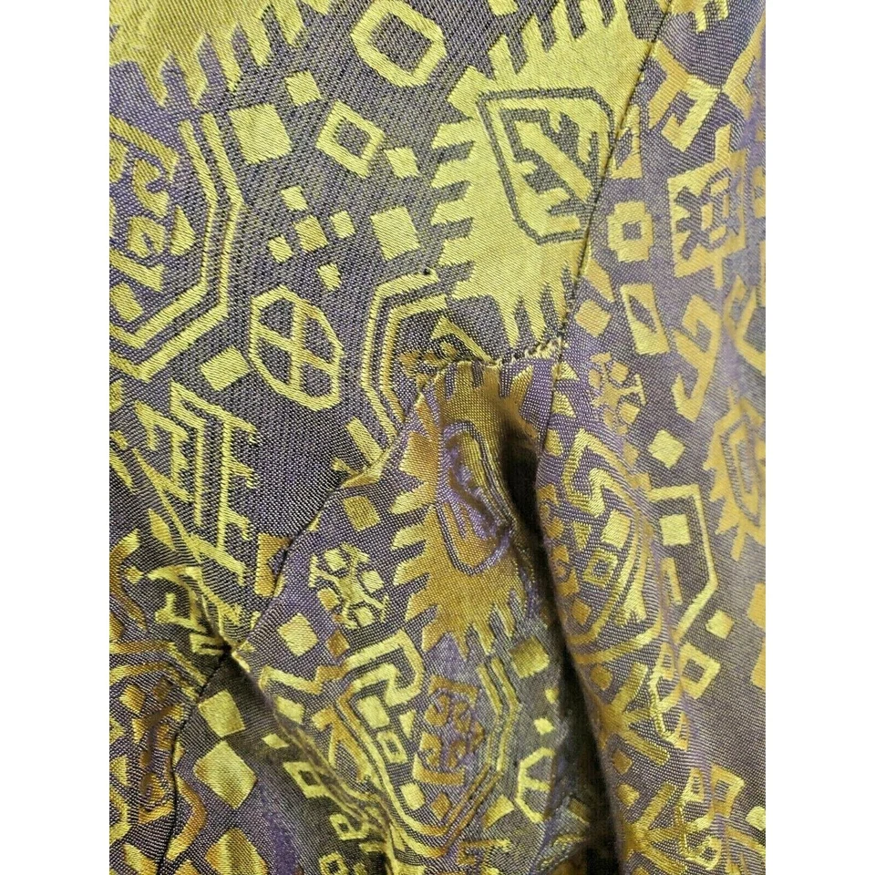 Rare Vintage 90s Sue Wong Viscose Dress Skirt Set Tribal Gold Outfit Large - Image 3 of 4