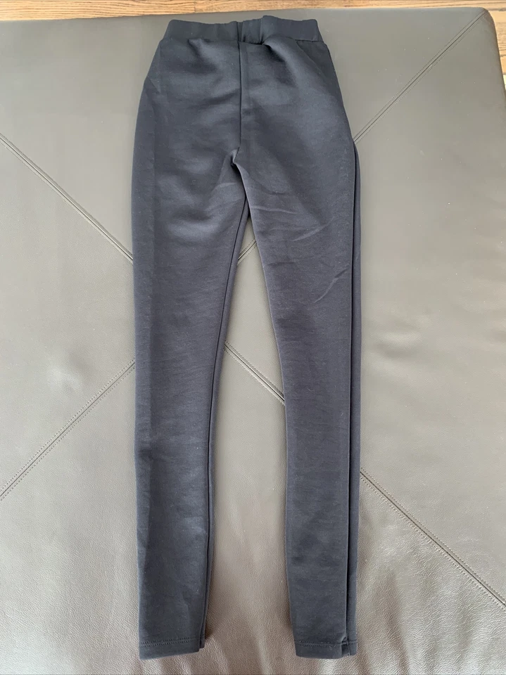 Forever 21 Black Leggings Gold Zippered Side Faux Pockets Size XS - Image 3 of 4