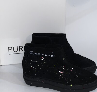 Jean Nouvel PURE 38 US 8 Ruco Black Leather Limited Graffiti Shoe Boot NIB RARE