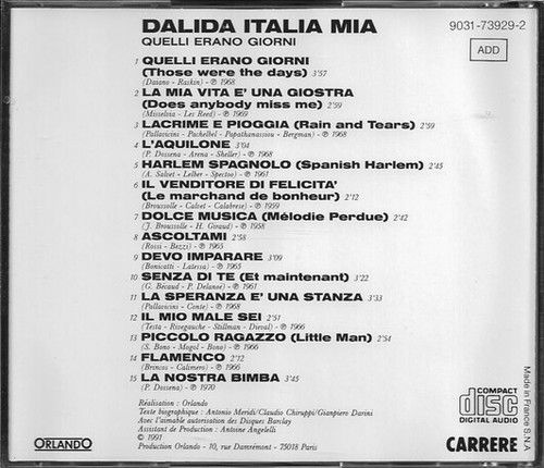 DALIDA - QUELLI ERANO GIORNI CD NEUF SOUS BLISTER - Picture 2 of 2