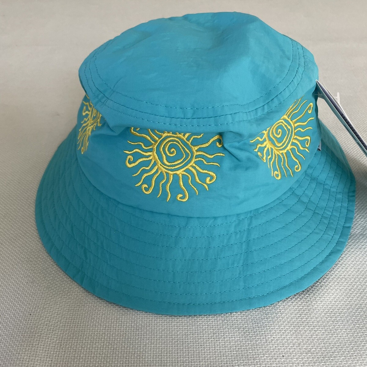 OBEY Hat GRAVEL Bucket Embroidered Yellow Suns Turquoise Beach Summer OS NWT