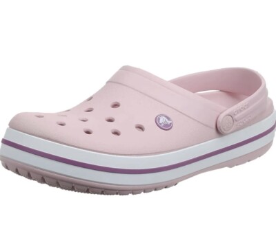 Crocs Crocband Clog Shoes, Pearl Pink/Wild Orchid, Mens 10 US M / Womens 12 US M