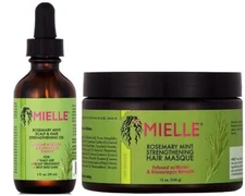 Mielle Organics Rosemary Mint Growth Oil 2 oz & Strengthening Hair Masque 12 oz