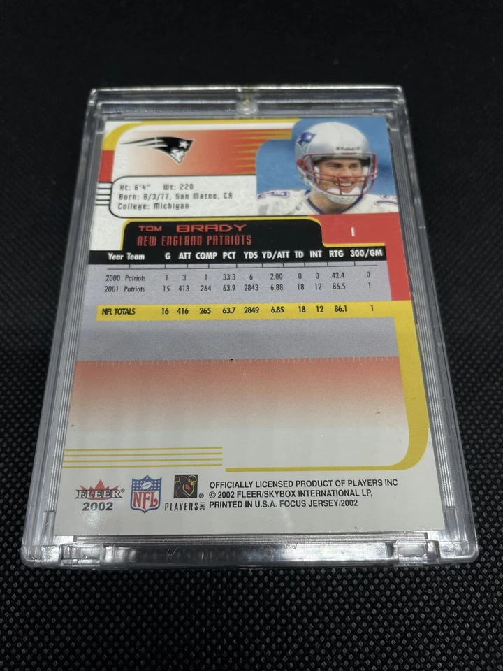Tom Brady 2002 Fleer Focus Jersey Edition #1 New England Patriots Card MINT - Image 2 of 2