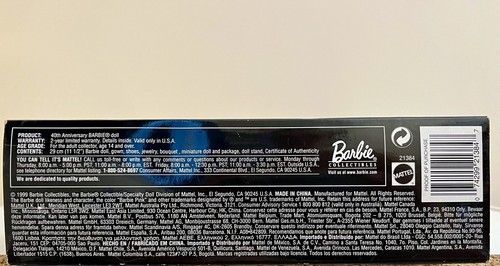 40th Anniversary Barbie Collector Edition 1999 Never Removed From Box #21384 - Picture 7 of 7
