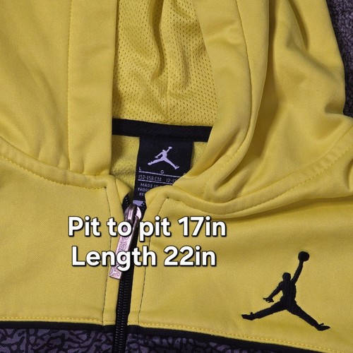 Jordan Full Zip Hoodie Jacket Black & Yellow Pullover Sweatshirt Kids - Picture 3 of 3