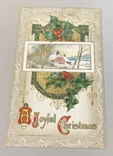 Vintage Postcard, Posted 1911 A Joyful Christmas Winsch Germany Holly House Snow