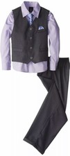  59 NEW Nautica Toddler Boy 3T Purple  Grey Pinstripe Formal 4-Piece Suit Set