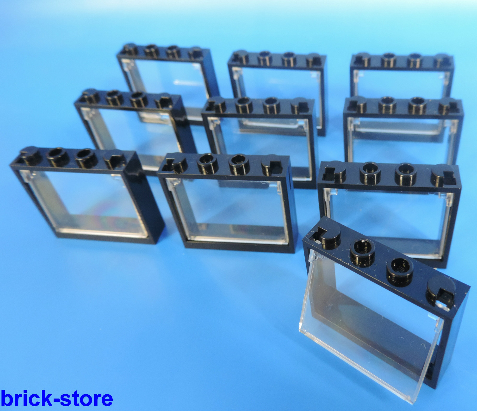 Конструктор LEGO Fenster 1x4x3 Rahmen schwarz / mit glaseinsatz прозрачный klar / 10 штук