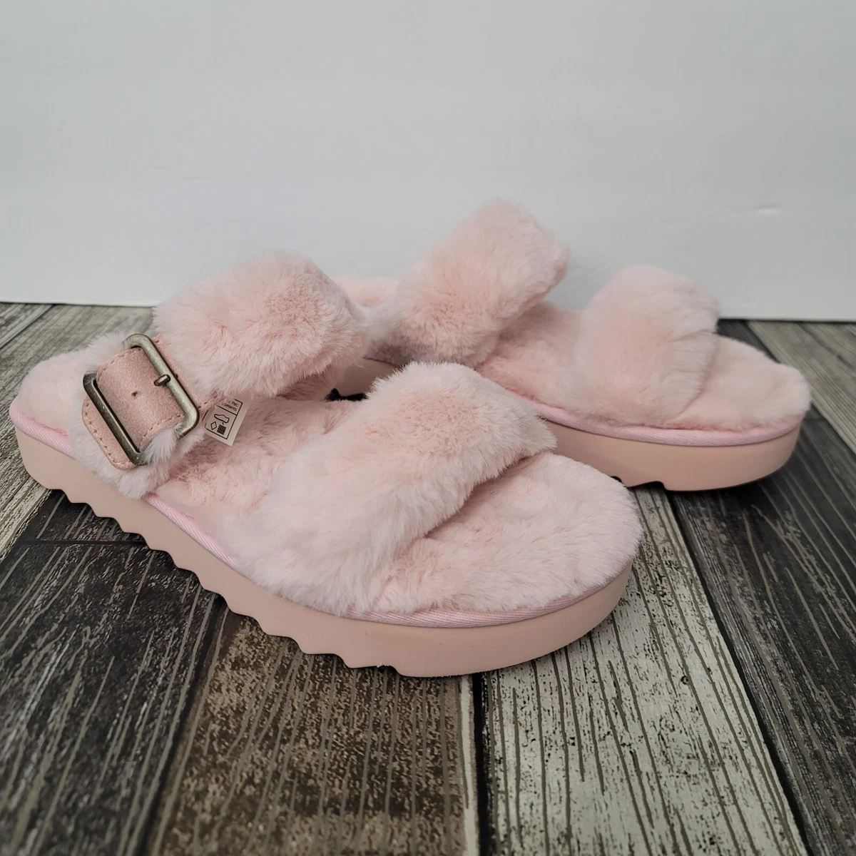 Koolaburra by UGG Furr ah Faux Fur Slipper Sandals Pale Blush Size 8