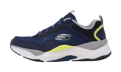 SKECHERS Mira Synthetic Leather Nylon Mesh Navy Blue Gray Sneakers Men Shoes