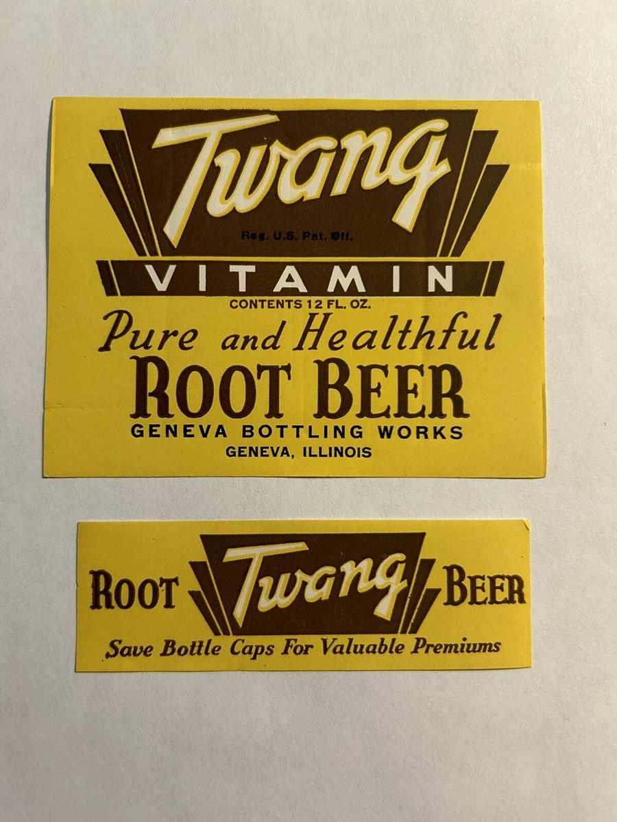 VTG Twang Root Beer Soda Bottle Labels Geneva Illinois 1920s | eBay