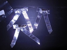 NEW in Lot of 3 silver dance costume bows accessories w/ clippie back