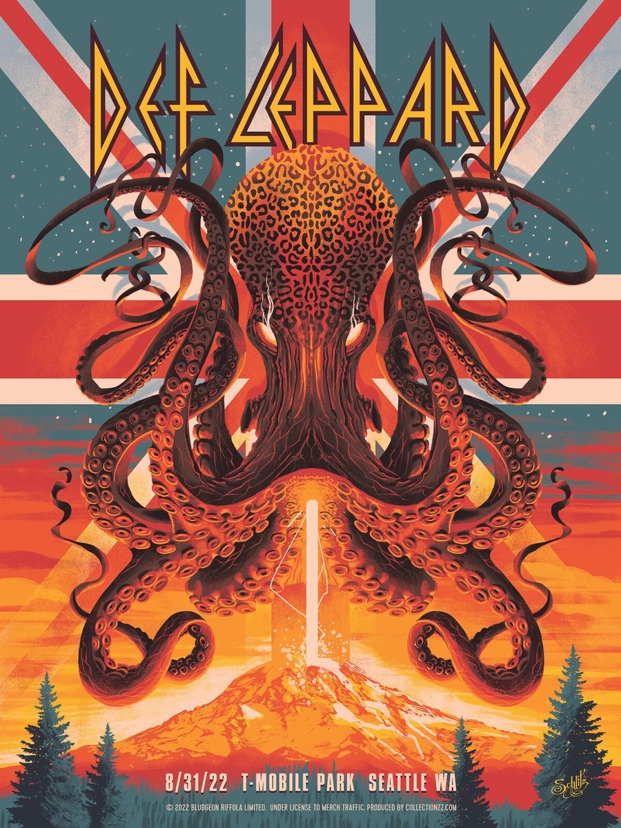 Def Leppard Seattle Concert Lithograph Poster Print Art 18x24