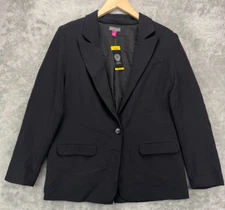 NWT Vince Camuto Women's Blazer Size Medium Black Lined Pockets Single Button