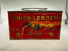 Vintage Union Leader Tobacco Tin Empty Cut and Plug
